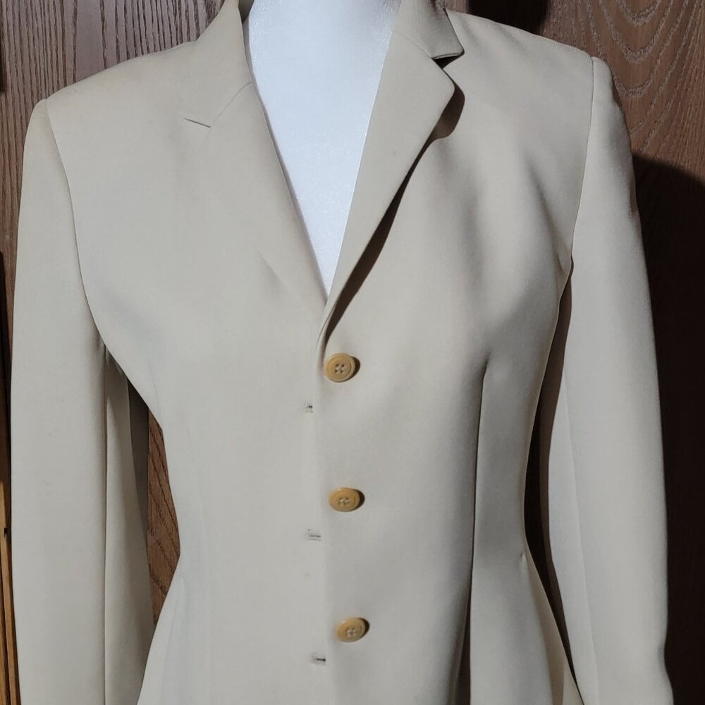 Petite Sophisticate Light Beige Office | Dinner Blazer w/Buttons - Size 2